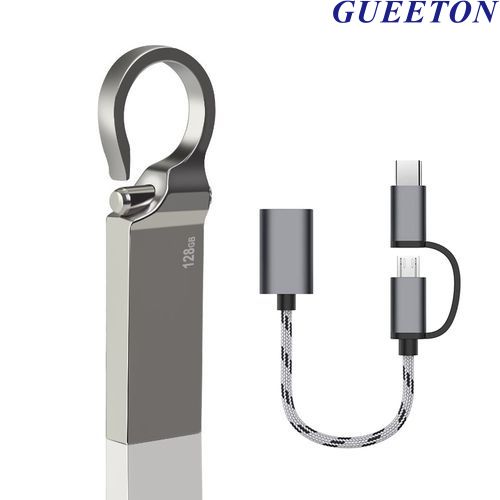 GUEETON 128 GB Metal Usb Flash Drive Adapter Cable 2 In 1 Set