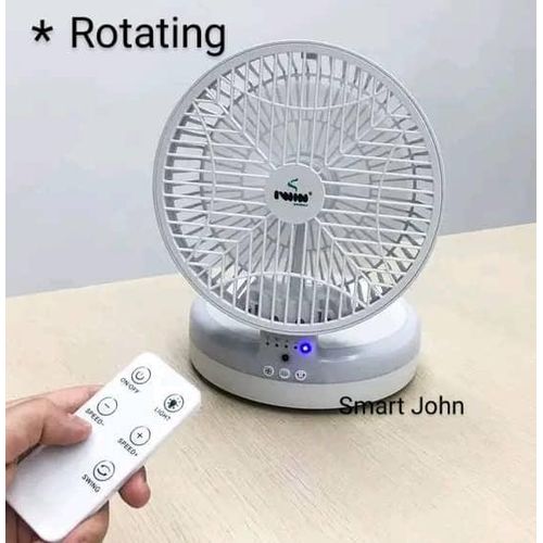 IWIN ENERGY 8 Inches Rechargeable Rotating Fan With LED Lighting-Remote control