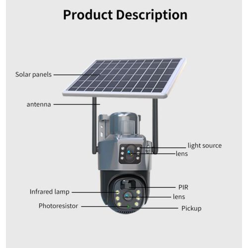 Sky Vision Solar Powered Dual Lens PTZ CCTV Camera V380