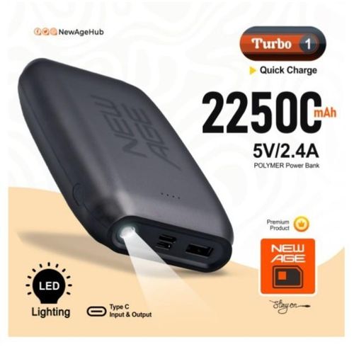 New Age 22500 Fast Charge Type-C Input & Output Powerbank With Torch Light