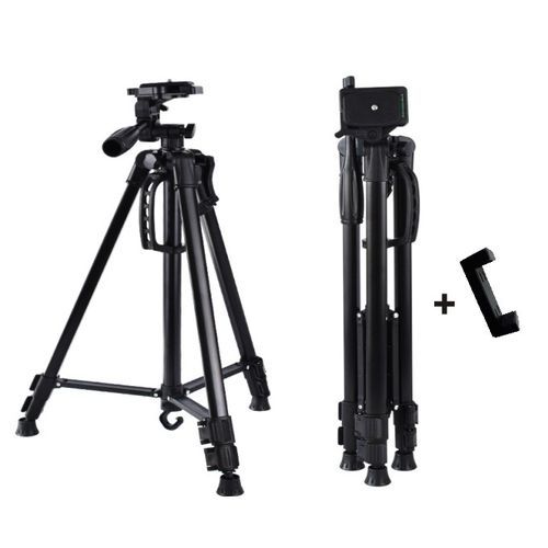 3366 Tripod For Camera And Phone With Phone Holder- Black.