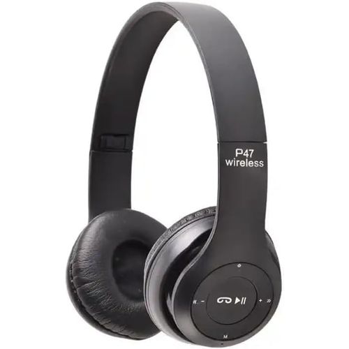 Foldable Bluetooth Wireless Headphones P47 - Black