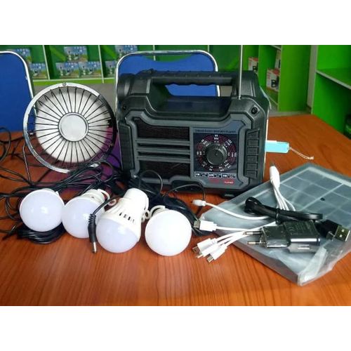 CAFINI 5-in-1 Super Solar Portable Music Woofer, Solar Kit With 4 Bulbs,Solar Panel(BT,FM,TF & MP3) For Home & Office