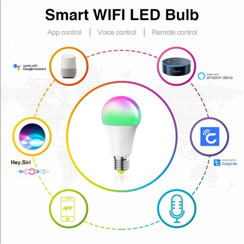 15W WiFi Smart Light Bulb E27 LED RGB Lamp Work With Voice Control
