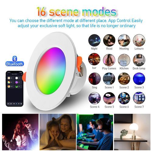 Tuya 4.5Inches 10W Wifi/Bluetooth Control Smart Light Bulb,Ceiling RGB LED Dimmable With Tuya APP