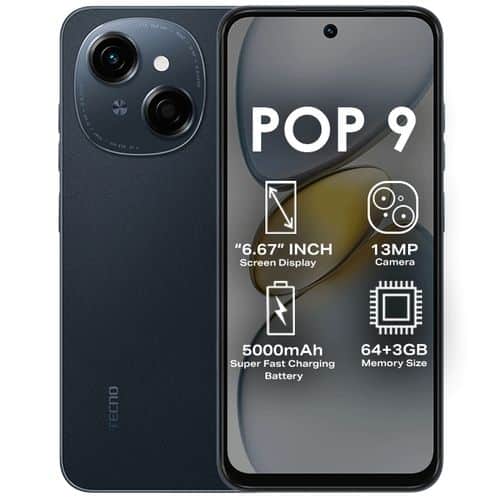 Tecno Pop 9 6.67" 3GB RAM /64GB ROM Android 14 - Black