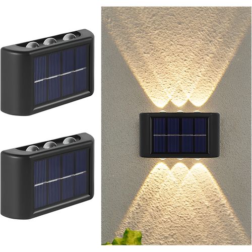 IMBUTUS 2pcs Solar Outdoor Lights 6LED Beads Up And Down Light Solar Powered Waterproof Wall Light