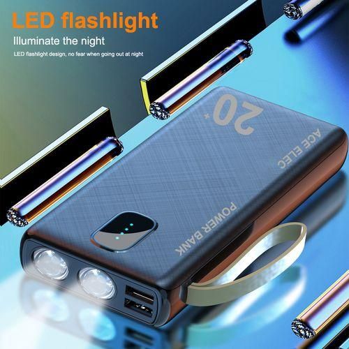 Ace Elec 20000mAh Fast Charging Portable Power Bank With Smart Display LED Light & Flashlight - Space X-3