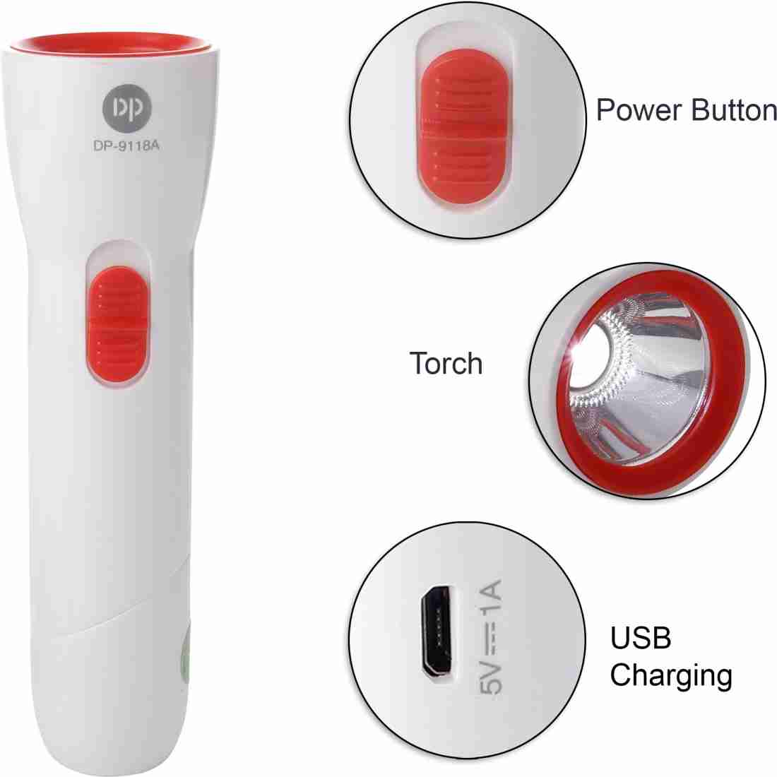 Dp 9118a Rechargeable Led Flashlight/ Torchlight