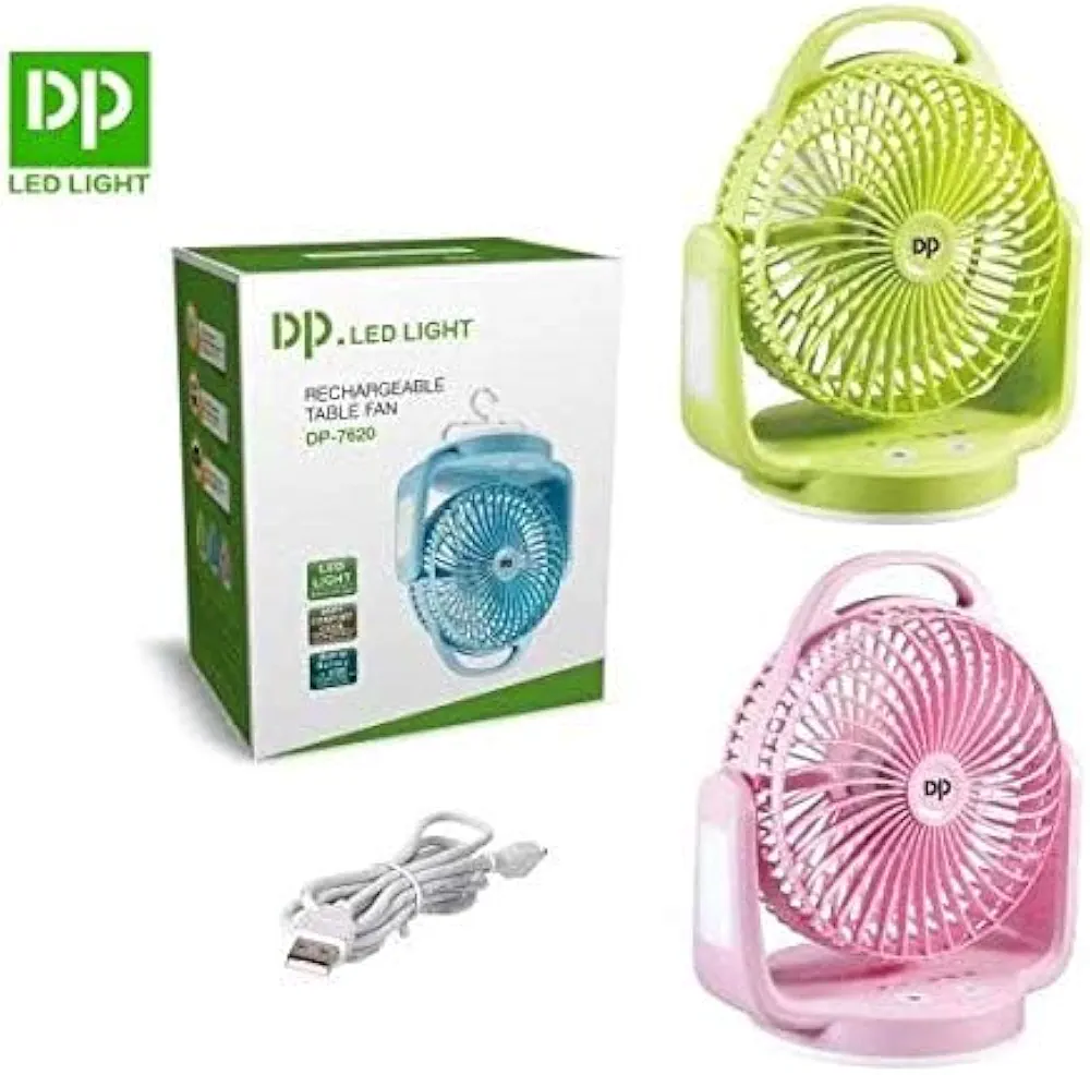 Dp SOFT TORCH RECHARGEABLE MINI HANG-ABLE TABLE FAN + LIGHT