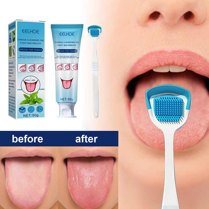 Eelhoe New Tongue Coating Cleaning Gel Scraping Artifact Fresh Breath to Remove Oral Odor to Cleaner for Bad Breath Gel