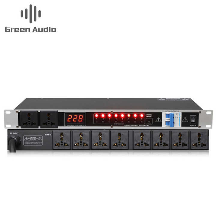 GAX-820 Professional Stage 8/10 Way Power Sequencer Socket Order Management Controller for Dj Equipment