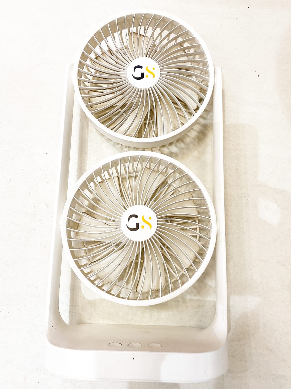 Double headed rechargeable fan