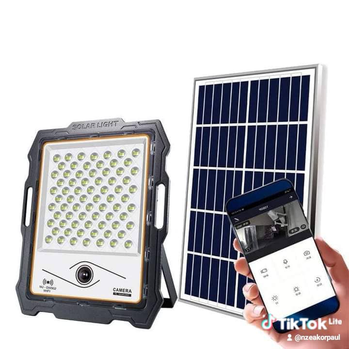 Smart Solar Outdoor Spotlights with HD Camera Street Light Remote Control