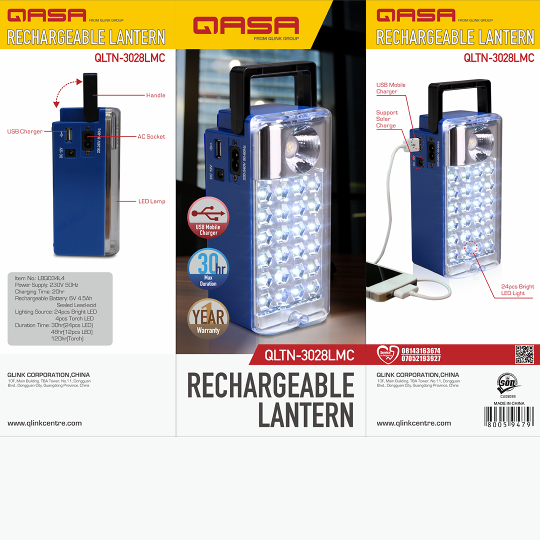 Qasa Rechargeable Lantern QLTN-3028LMC