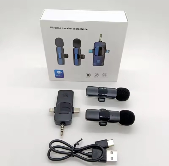 3 In 1 Wireless Clip Lavalier Microphone Wearable Live Noise Canceling Recording Vlog Podcasting Cordless Outdoor Live Radio Mic For All Devices