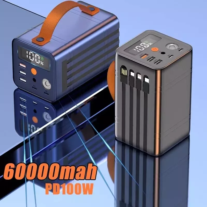 60000mAh 100W Power Bank Fast Charger Portable Outdoors External Battery Station