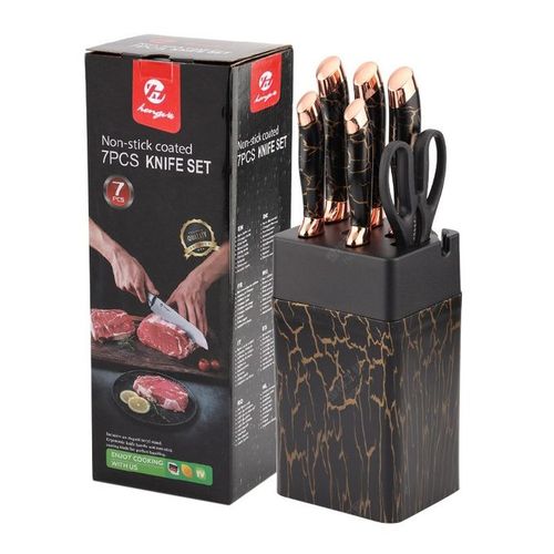 Anti Rust Kitchen Knives - 7pcs Knife Set With Sharpener