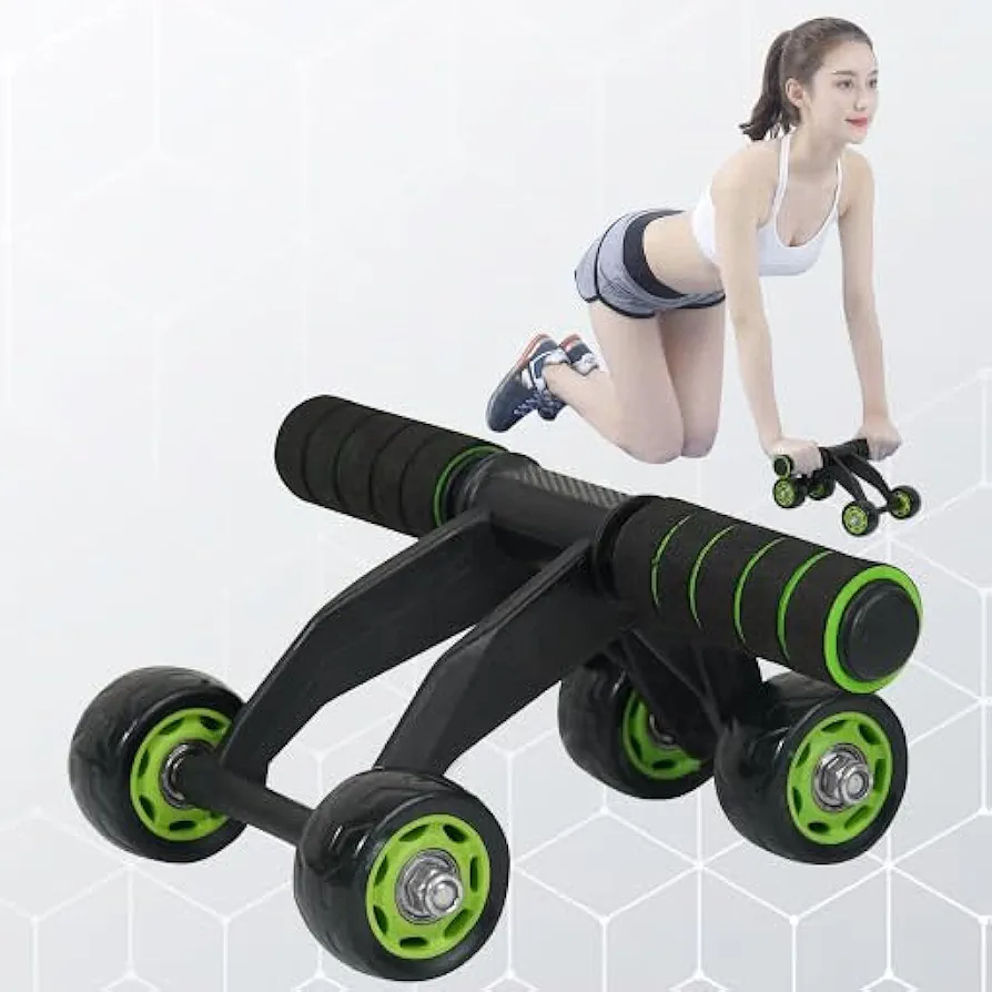 Automatic Rebound Design 4 Wheel Ab Roller - Abdominal Workout Fitness Exercise Equipment, 4 Wheel Abdominal Roller