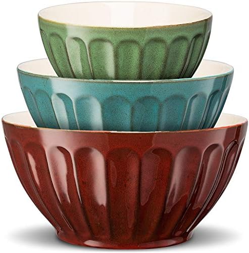 Ceramic Kitchen Bowls, For Salads, Fruit, Popcorn, Microwave and Dishwasher Safe