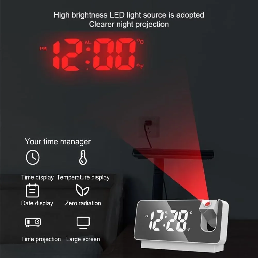 Projection Alarm Clock, Projection Clock for Bedroom Ceiling, 