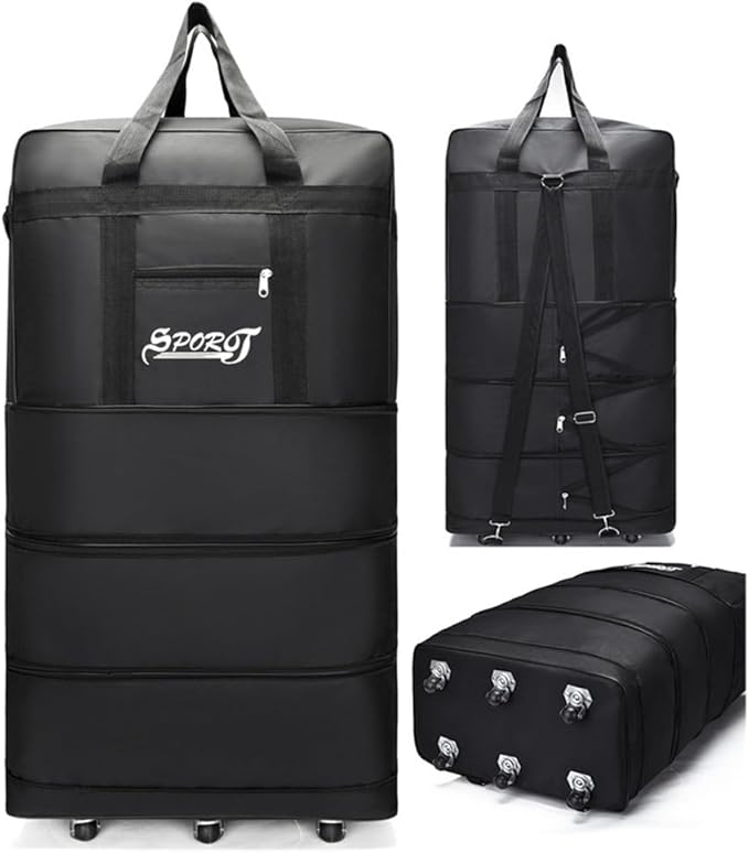 Expandable Medium size Travel Oxford Duffel Bag with Wheels Waterproof