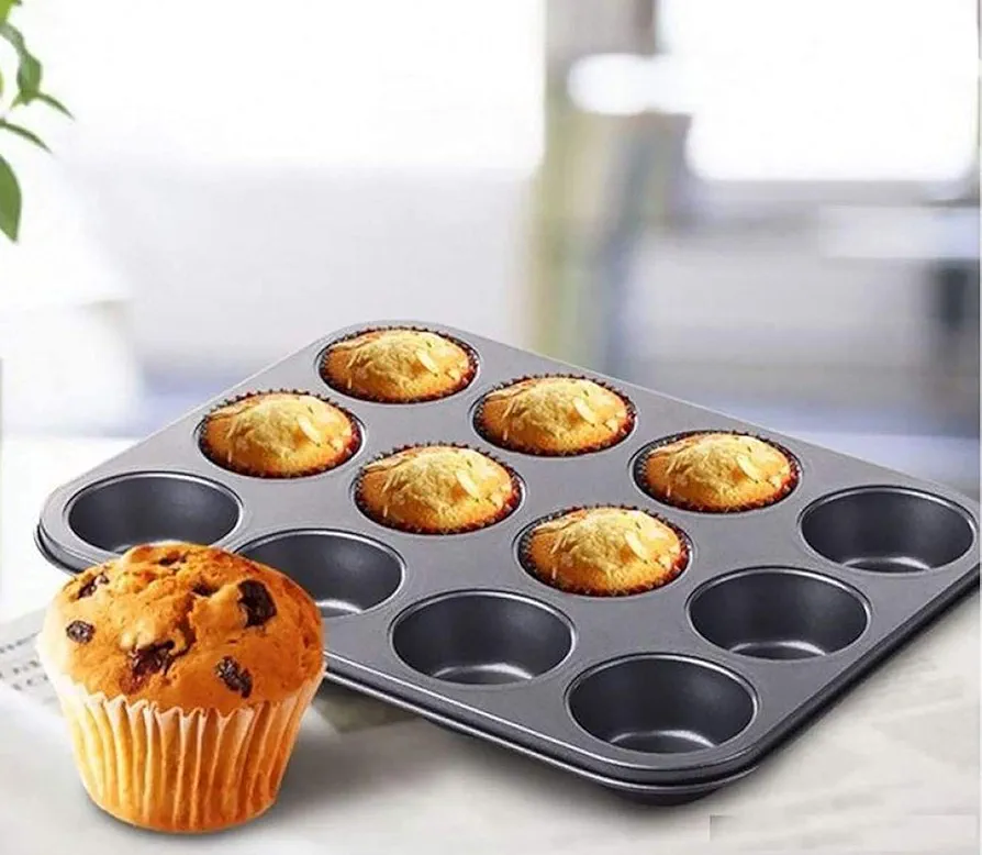 Non-stick Cupcake Baking Trays - 12 Cups
