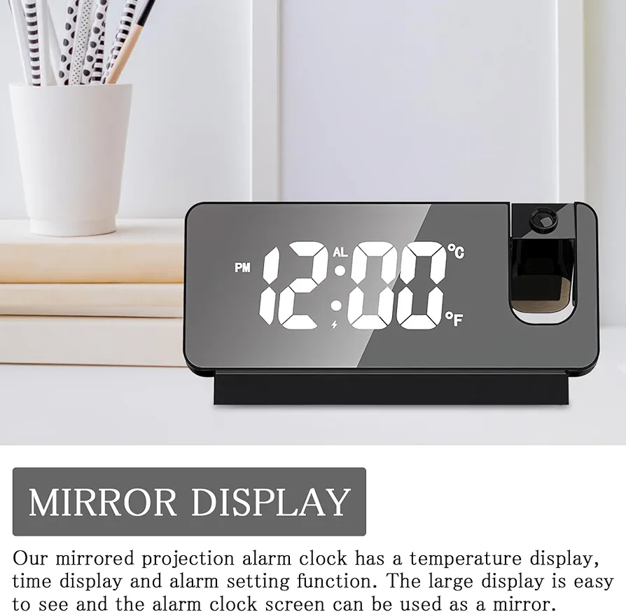LED Digital Rotatable Alarm Clock With Wall Projector