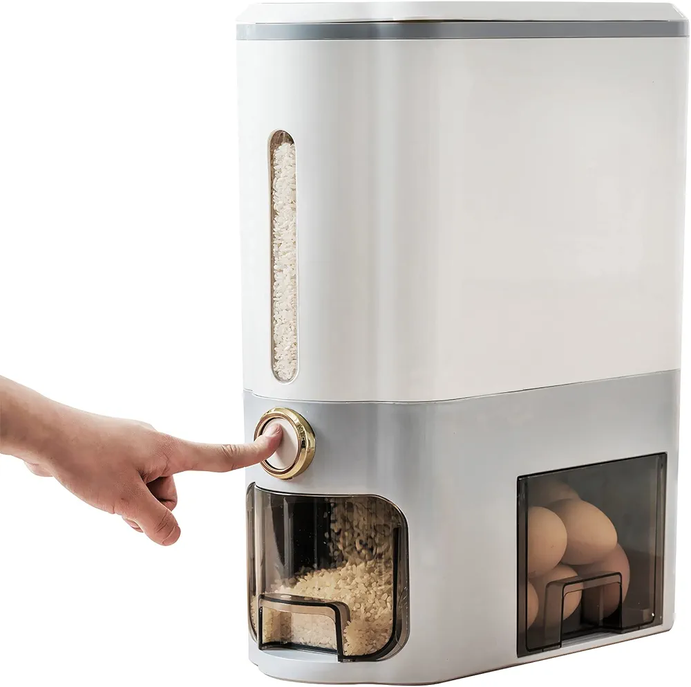 Rice Dispenser,Kitchen Rice Storage Box Automatic, 24lbs Storage Tank Cereal Boxes Rice Bucket
