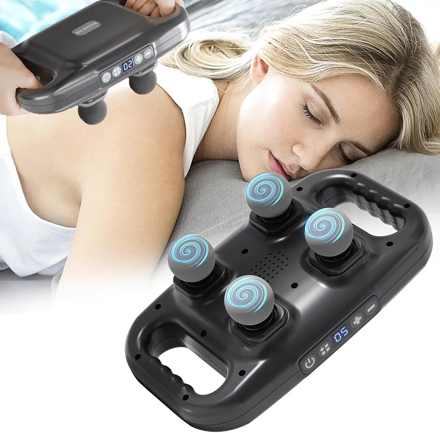 Rechargeable 4 Headed Body MassagerMuscle Massager 20 Intensities & 6 Massage Modes, 4-Head Back Massager for Pain Relief in Back, Leg, Neck, Shoulder and Body