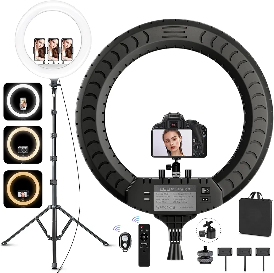 21" Ring Light with Tripod & Phone Holders