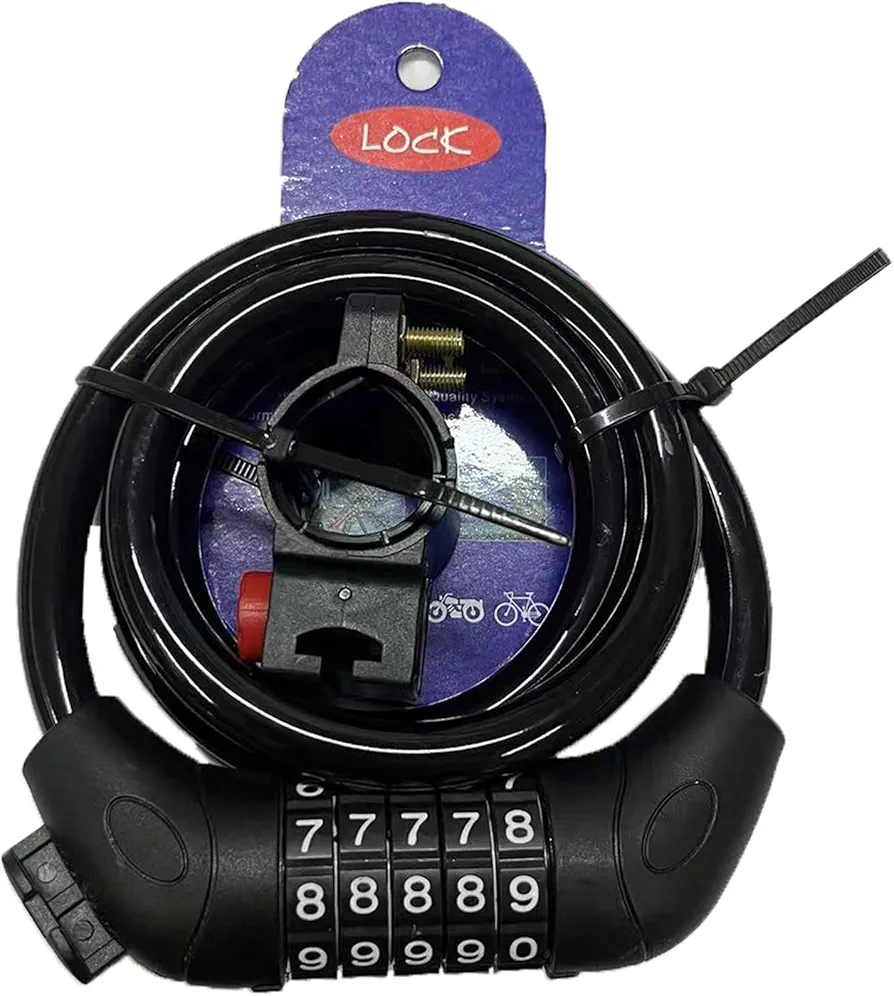 High Security 5 Digit Resettable Combination Coiling Mountain Bike Lock