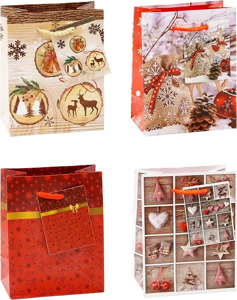 Christmas-themed paper gift bag
