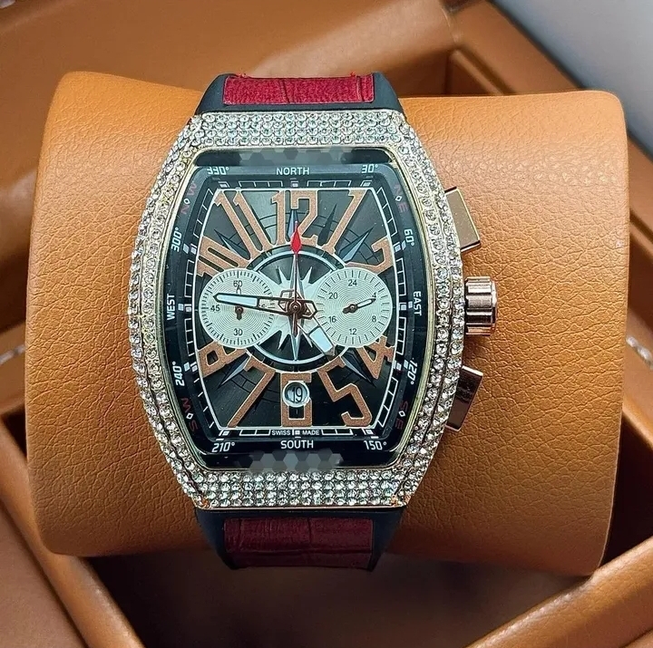 Franck Muller Chronograph Leather Stone Dial Watch