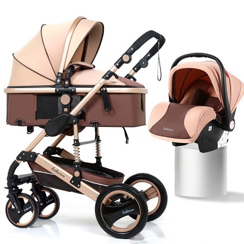 Belecoo 3 in 1Baby Foldable Pram with a Diaper Bag