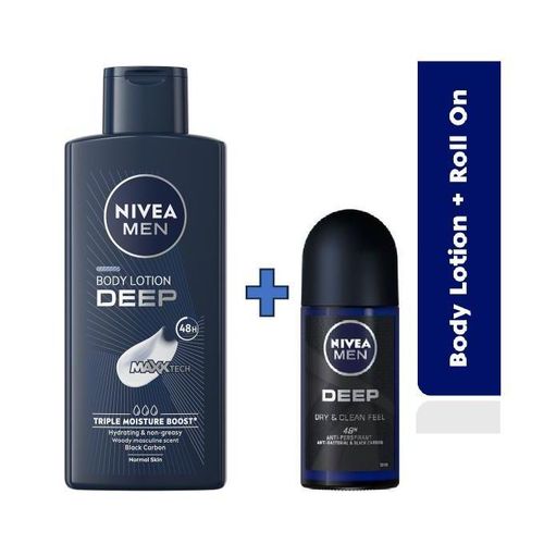 NIVEA MEN Deep Body Lotion 400ml + Deep Roll-on 50ml