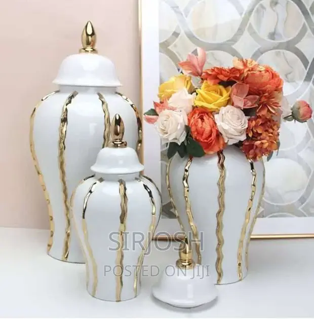 Ceramic Ginger Jar Flower Vase Home