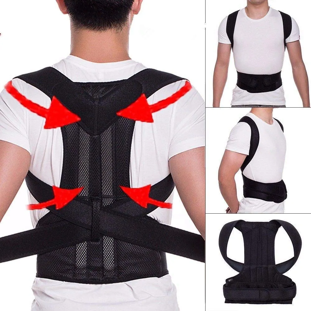 Adjustable Posture Corrector Back Brace for Back Pain Relief and Bad Posture Correction, Upper Shoulder Corrector, Back Support Vest for Women and Men, Black - Medium