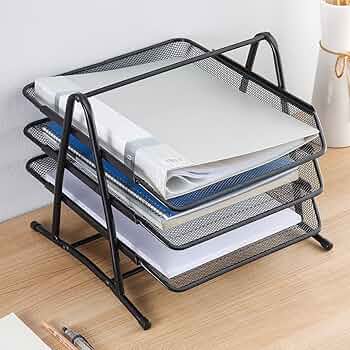 SLEEC Mesh Desk Organiser 3 Tier Paper Tray Letter Storage Office Organiser Paper Tray Document File Organisers Desk Organiser Tray Desk Trays Office A4 Filling tray paper Holder For Desk in trayDesigned to perfectionCompact construction