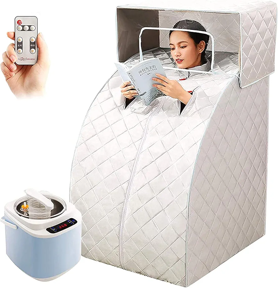 LHGXQ-Dp SPA Steam Sauna Machine,Household Portable Folding Sauna Room Fumigation,Tent Heater for Weight Loss Remove Toxin Reduce Stress And Fatigue,White,120 * 70CM