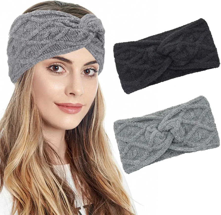 Fashband Winter Knit Headbands Twist Headband Ear Warmer Crochet Chunky Hair Accessories for Women and Girls
