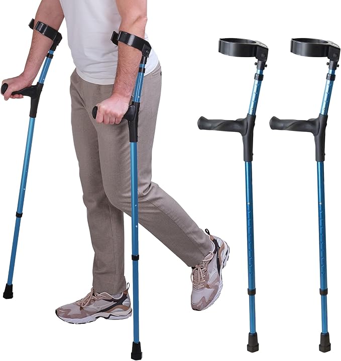 Walking Crutches Adult Crutches, Aluminum Forearm Crutches, Elbow Walker/Adjustable/Stable Anti-Slip/Elderly Supplies