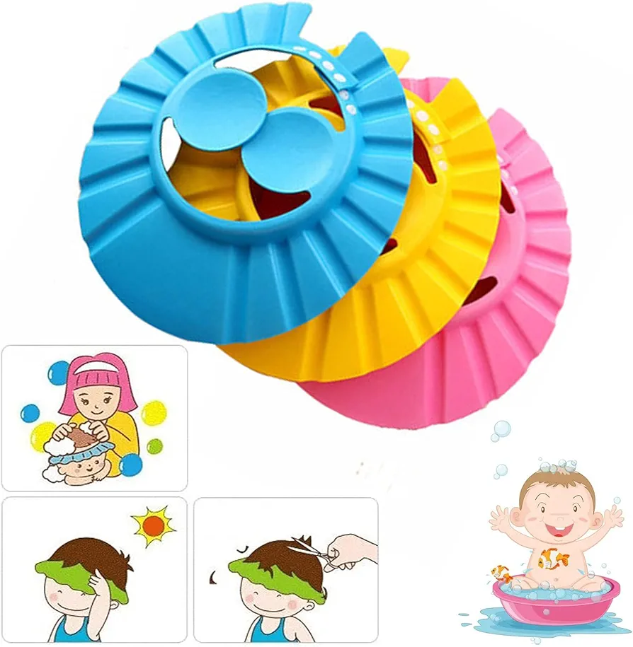 Children's Shower Cap, Baby Shampoo Cap, Adjustable Baby Shower Cap, with Eye Protection, Ear Protection, Shampoo Protection for Children, 