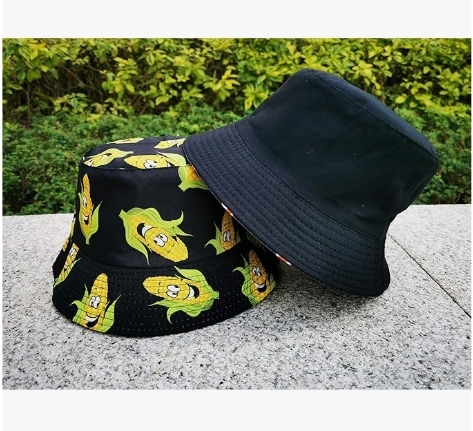 Unisex Print Double Side Wear Reversible Bucket Hat