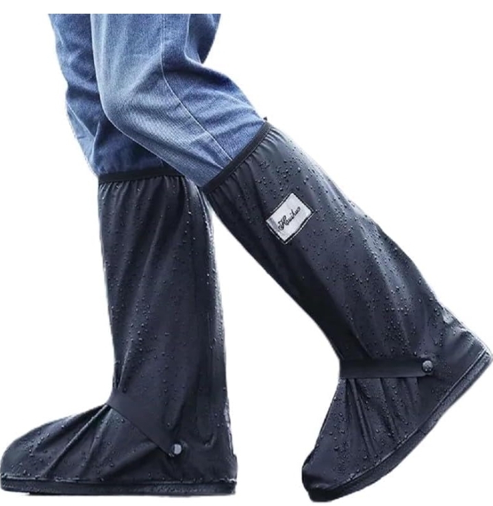 Men's Professional Long Waterproof Shoe Covers Waterproof Boot Covers Rain Shoe Covers Reusable and Foldable Motorcycle Cycling Bike Knee Boots Cover, Medium