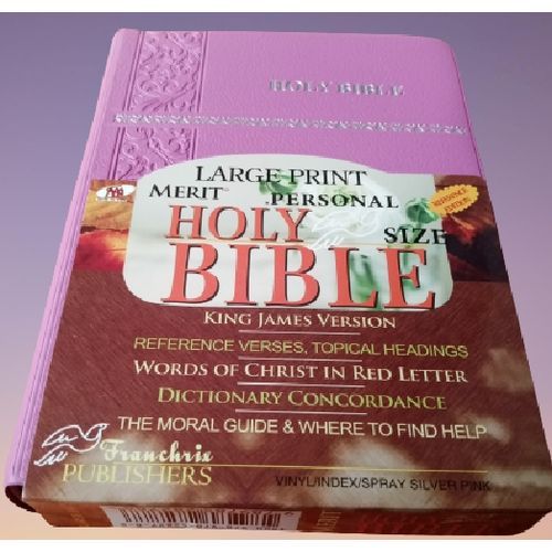 KJV Large Print Merit Reference Edition Bible Pink Leather