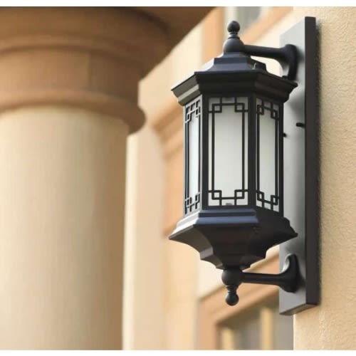 Gate Light Iron and Glass Wall Lamp Outdoor Waterproof Light