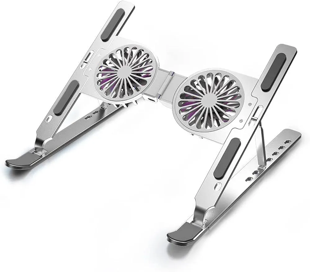 Laptop Stand with Fans for Desktop, Cooler Base for Laptop, Laptop Riser Adjustable Height, Foldable Portable Aluminum Laptop, Laptop Riser Adjustable Height