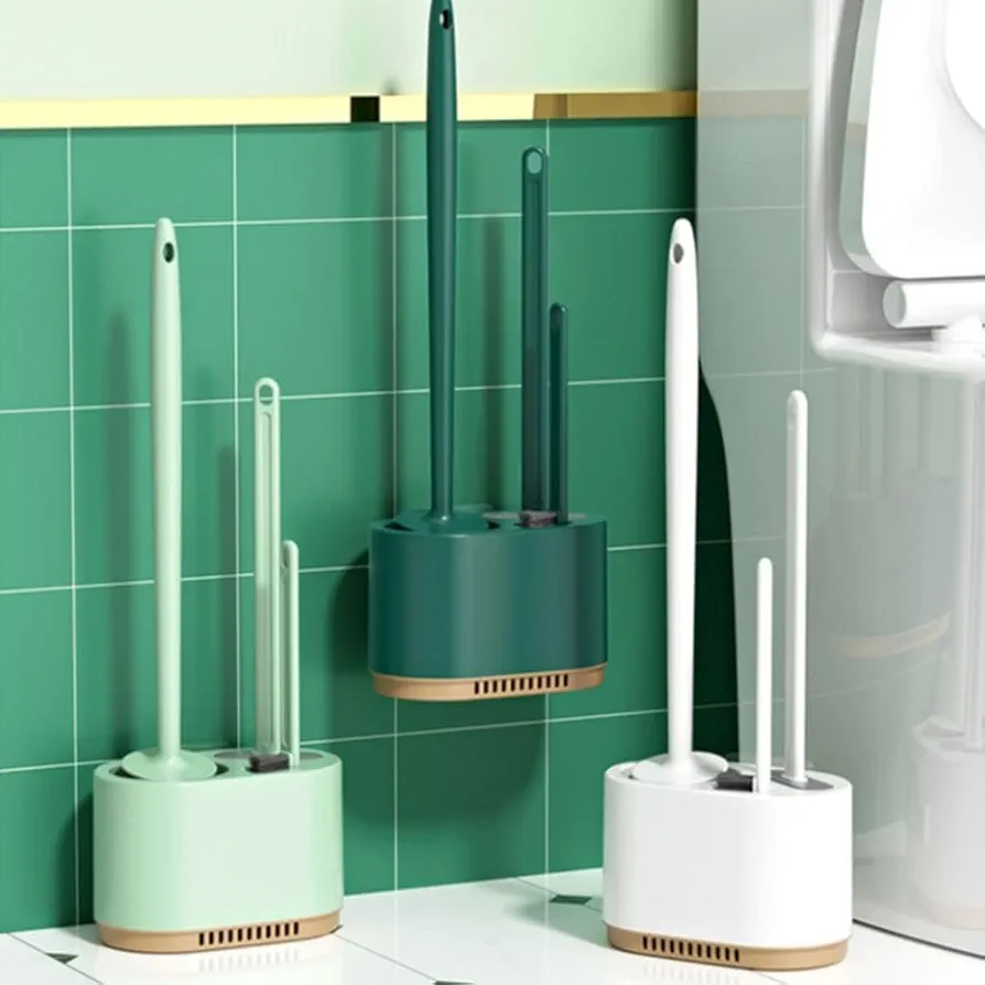 Toilet Brush Bathroom Multifunctional Toilet Brushes Practical Toilet Brush Floor Wall Mounted Toilet Bowl Cleaning Silicone Brush of 3 Pack Reusable