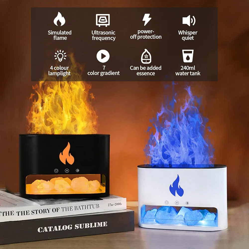 Flame Air Humidifier Crystal Salt Aromatherapy Diffuser